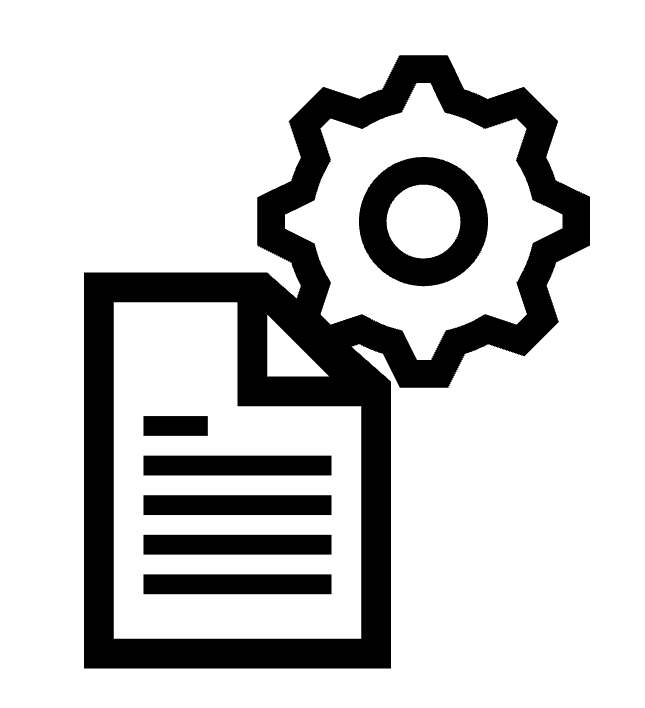 Imagem para representar uma extração automática de relatório, sendo um icone de um arquivo com uma engrenagem, representando algo sendo feito de forma automática